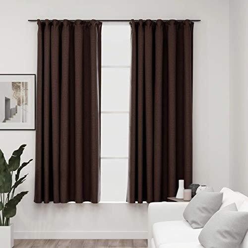 Rantry Verdunkelungsvorhänge mit Haken in Leinenoptik, 2 Stück, Taupe, 140 x 175 cm, Verdunkelungsrollo, Verdunkelungsrollo, Vorhang für Tageslicht, Innenrollo, Verdunkelungsvorhänge für Innenräume,