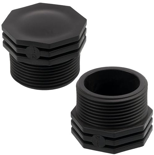 AERZETIX - C75022 - Set di 2 tappi maschio 1 1/2 da avvitare per tubo irrigazione sistema gocciolante - pressione max 10 bar - in polietilene - raccordo copertura circuito irrigazione