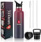 D Drinkel Stainless Steel Water Bottle with Straw,750ml Vacuum Insulated Sports Water Bottles for Cold and Hot, BPA-Free, Leakproof Metal Water Bottle with Extra Holding lid Gym Camping (Red Black)