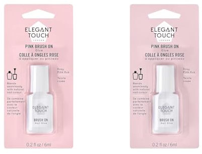 Elegant Touch Brush On Nail Glue Pink 6ml (Pack of 2)