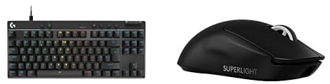 Logitech G PRO X SUPERLIGHT 2 Wireless Gaming Mouse, 60gr, 8K, 44K DPI, USB-C + PRO X TKL RAPID Tenkeyless Wired Gaming Keyboard With Magnetic Analog Switches, Rapid Trigger, RGB Lighting, PC - Black