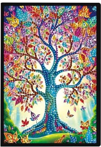 SHEGZHUC 14.5x21cm Diamond Painting Notizbuch A5 Blank Diamant Painting Notizbuch Diamant Malerei Notizbuch Diamond Painting Strass Special Spezialsteine Tagebuch Mädchen Geschenke(Baum des Lebens)