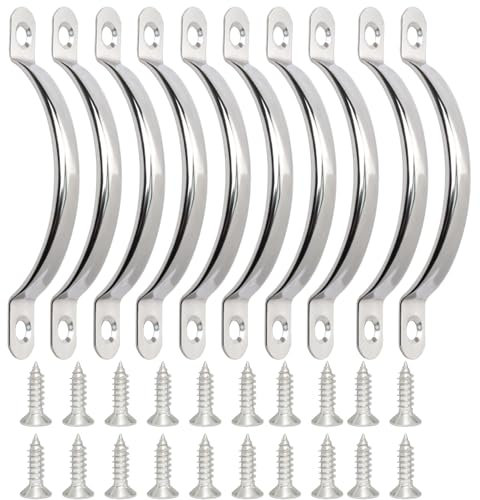 Nokwocy Lot de 10 poignées de meubles,Poignées de portes,Poignées d'armoires en acier inoxydable,Poignées de cuisine,Poignées de tiroirs avec vis (145MM)