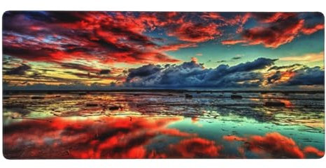 Tapis de Souris XXL 900 x 300 mm, 90 x 30 cm Grand Tapis de Souris Gamer, Rouge Tapis Souris à Bords Cousus, Paysage Tapis de Souris Gaming Accessoire et Anti-dérapant Base en Caoutchouc, Cadeau -Y152