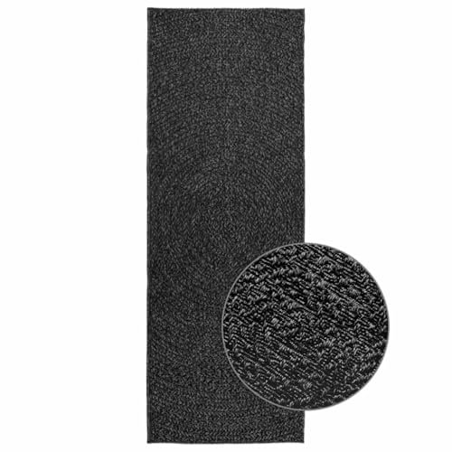 vidaXL Teppich ZIZUR Anthrazit 80x200 cm Jute-Optik Indoor und Outdoor, Fußmatte, Bodenteppich, Teppichboden, Bodenmatte, Flächenvorleger