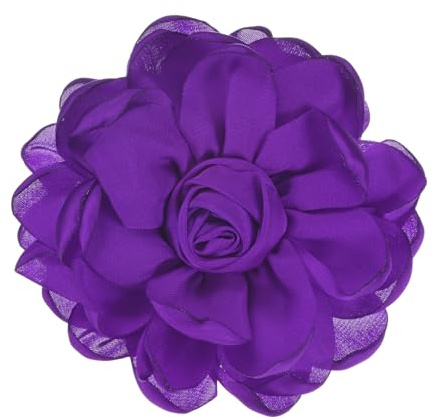 M METERXITY Broches et Épingles en Forme de Rose pour Femme 10 cm Violet | épingles à cheveux en satin délicat grandes fleurs de camélia pour mariage fêtes vêtements joyaux