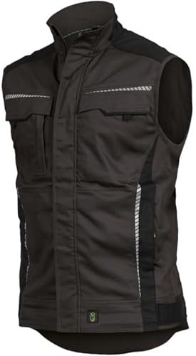 Leibwächter Arbeitsweste – Robuste & atmungsaktive Handwerker Weste für Arbeit & Handwerk – Stretchstoff – reflektierende Details – anthrazit – Gr. 7XL