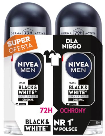 NIVEA MEN Black&White Invisible Original Antitranspirant in Kugel 72H, 2x50ml