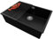 PRIMAGRAN Fregadero Cocina Negro 66x47cm, Granito 1 Seno + Sifón + Enrollable Escurridor, Sobre encimera al mueble 70cm - London Slim