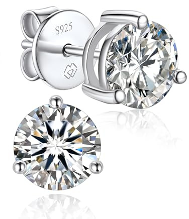 MomentWish Moissanite Ohrringe Silber 925, 0,6 Karat/4mm Ohrstecker Damen 585 Weißgold Beschichtete Diamant Ohrring Stecker Hypoallergen Schmuck Geschenk für Frauen