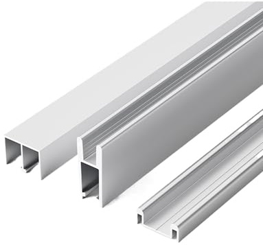 5–8 mm Glasschiebetür, dreiteilige Schiene, Vitrinen-Gleitschiene, Schiebetür, Schiebetürzubehör, geeignet for Schränke und Bücherregale(Silver,120cm)