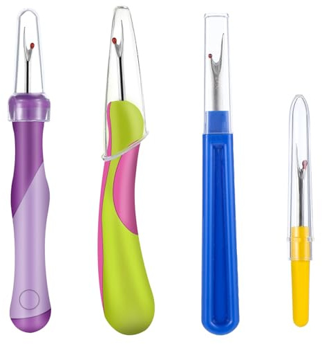 LXUEJIE 4 Stück Nahtauftrenner Set, Bunte Nahttrenner Seam Ripper Set | Mit Schutzkappe Professional Fadenschneider Für Entfernen Unerwünschter Säume Nähte( Farbe zufällig)