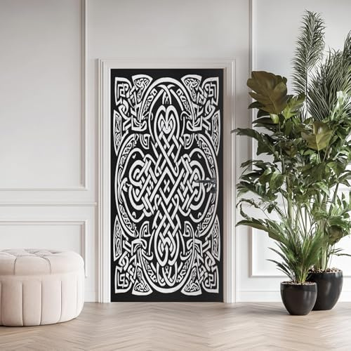 Türaufkleber Keltischer Knoten 3D, Türtapete Selbstklebend Keltisches Symbol Hohle Skulptur, Fototapete Türfolie Poster Tapete, Wasserfest PVC Türposter Deko 77 x 200 cm