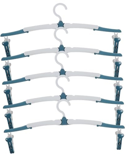 WEKADRIN Perchas De Viaje Plegables 5 Piezas, Portátiles y Resistentes De Abs, Antideslizantes Rotación 360°, para Secar Ropa Maletas, Hogar y Camping, Accesorios Compactos para Viajes