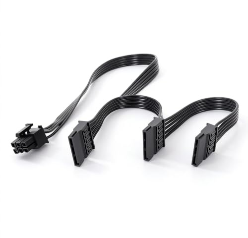 SATA Power Splitter Cable, 6 Pin to 3X15-Pin for Corsair RMX/RMi/RMe PSU | SATA Power Cable Compatible with Corsair SF/CS/HXi/TX Series PSU, Adapter for Adding Additional SSD/HDD