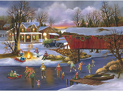 Bits and Pieces Puzzle - Motiv: An Old Fashioned Christmas - 1000 Teile - Winterszene bei Einer Brücke
