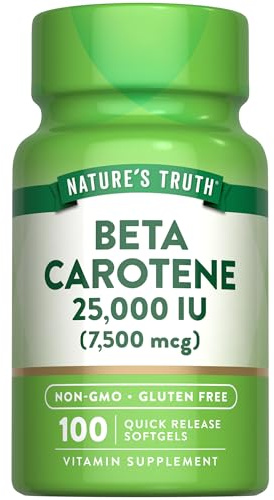 Nature's Truth Beta Carotene 25000 IU Softgels | 100 Count | Vitamin A Supplement | Non-GMO and Gluten Free