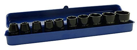 US PRO 10PC 1/2 DR Shallow Impact Metric Socket Set 9-27mm 1396