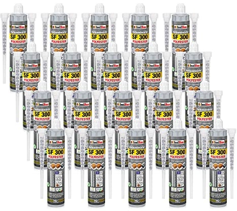 Isolbau SF 300 Injektionsmörtel 20 x 300 ml Montagemörtel, 40x Statikmischer - Verbundmörtel für Beton, Mauerwerk, Holz & Stahl