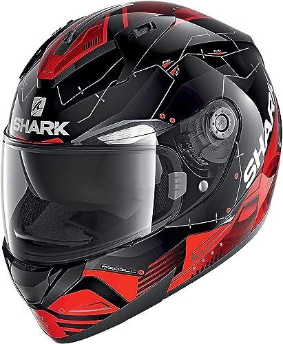 SHARK Herren NC Motorrad Helm, Schwarz/Rot, XS