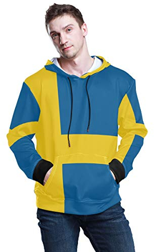 All3DPrint Sweden Flag Herren Pullover Hooded Sweatshirt Gr. Medium, multi