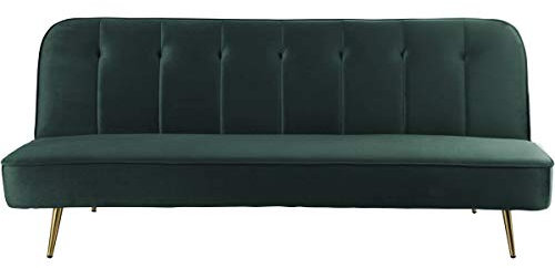 Habitat & Jardin Bettsofa mit Schlaffunktion aus dunkelgrünem Samt James - 180 x 83 x 75 cm -3-Sitzer-Sofa