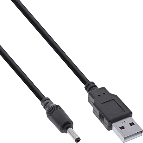 InLine® Cable adaptador de corriente USB DC (conector USB A a conector hembra DC 3,5 x 1,35 mm, 3 m), color negro