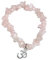 Generico ALCHIMIA - Bracciale elastico chip pietre vere naturali con ciondolo OM metallo color argento QUARZO ROSA