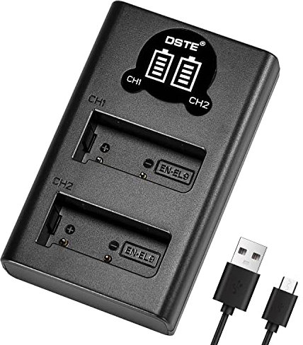 DSTE EN-EL9 Batteria USB Dual Quick Charger Compatibile per Nikon D40, D40x, D60, D3000, D5000