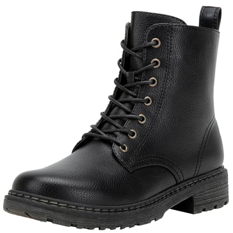 Vepose Women's Black Lace Up Combat Ankle Boots, Size 8, CJY9623
