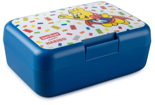 Zenker meets Haribo Brotdose für Kinder – Lunch-Box für die Schule, den Kindergarten oder als Frühstücksbox – Brotzeitbox im Haribo-Design, Blau/Bunt