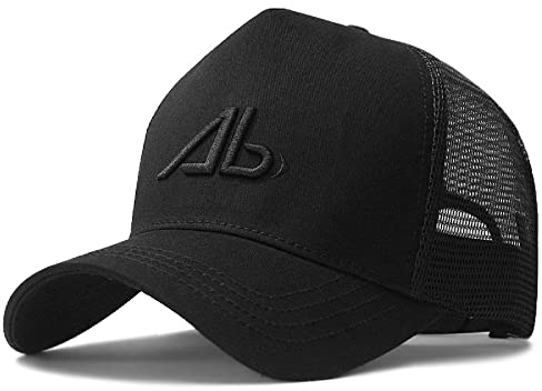 ISWMM Großer Kopfhut Sport Mesh Atmungsaktiv XXL Stickerei Oversize Baseball Cap Big Head Hat Plus 23.6-25.5 (60-65cm), Schwarzes Label