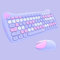 Cute Cat - Set tastiera e mouse wireless 2,4 G, compatibile con notebook, PC, laptop, tablet, computer Windows (multicolore viola)