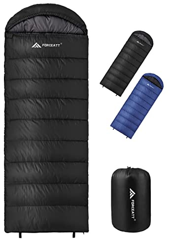 Forceatt Schlafsack Winter 4 Jahreszeiten 0~20°C Deckenschlafsack Für Erwachsene（210x80CM） Wasserabweisend Schlafsack Kleines Packmaß Für Outdoor,Rucksackreisen,Camping, Wandern und Reisen.