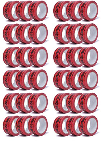 gws Paketband Vorsicht zerbrechlich 36 Rollen Rot PP leise | Verpackungsklebeband Profi-Qualität | Hinweisband deutsch und englisch 50 mm x 66 m