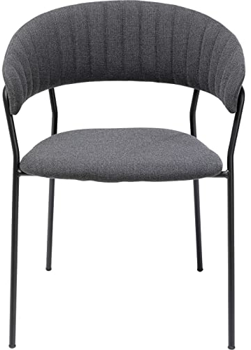 Kare Design Armlehnenstuhl Belle, 2er-Set, Anthrazit, Esszimmerstuhl mit Armlehne, Polsterstuhl, Küchenstuhl, Wohnzimmerstuhl, Stahlfüße, Abnehmbarer Textil Bezug, 78x57x54 cm (H/B/T)
