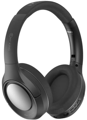 iKF King kabelloser Bluetooth mit Hybrid Active Noise Cancelling, Over-Ear-Kopfhörer, 75h Spielzeit im ANC-Modus, Hi-Res-Audio, EQ in App, Transparenz-Modus, Schnellladung für Reisen (schwarz)