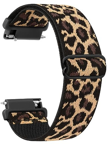 Wanme Nylon 20mm Uhrenarmbänder, Schnellverschluss Armband, Atmungsaktives Geflochtenes Ersatzbänder, Verstellbares Armbänder, Sport Ersatzarmband für Damen Herren, Leopard