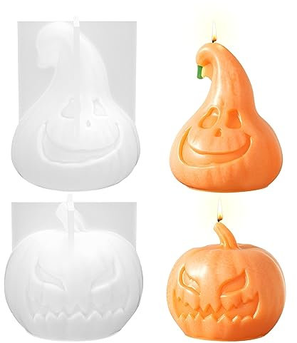 3D Halloween Kürbis Silikonform, Silikon Kürbis Form, Halloween Kürbis Deko, DIY Silikonform Kerzen Gießen Formen für Aromatherapie Kerzen Dekoration,handgemachter Seife, Basteln