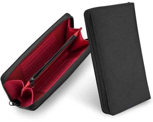 TACTICAL_GEEK PC2 EDC Lang Geldbörse, Tragbare Herren Clutch Tasche zur Aufbewahrung von Bargeld und Telefon, Langlebige Große Reißverschluss Geldbörse mit Münzfach und Kartenfächern, Schwarz