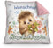 PR Print Royal Personalisiertes Kuschel-Kissen für Kinder mit Füllung - mit Name selbst gestalten - Igel Kissen für Mädchen und Jungs, Kinderkissen mit Name | 40 x 40 cm, Rückseite Rosa