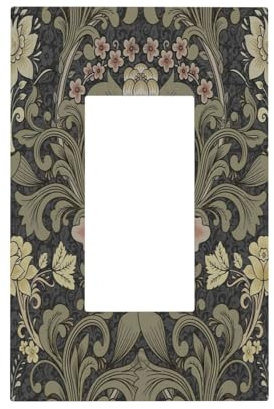 Spshian Placca decorativa decorativa per interruttore della luce in stile vintage William Morris, verde scuro, 1 banda, stile bohémien, per camera da letto di campagna