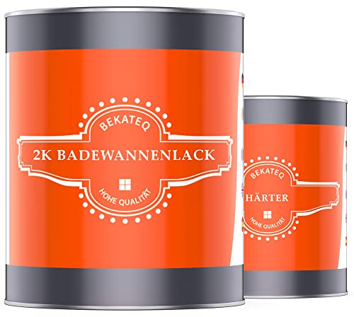 BEKATEQ Badewannenlack 2,5kg in Anthrazitgrau, Badewannenbeschichtung glänzend, 2K PU Badewannenfarbe - für Acryl, Emaille, GFK, Waschbecken, Duschtasse, Duschwanne, Wand- und Bodenfliesen Lack LS-410