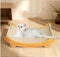 GOVNPJ Rascador Cartón para Gatos Tableros 2 en 1,Rascador para Gatos Cara Alfombras Rscadoras con Sisal y Alfombra structura de Madera Cama para Gatos+1×Alfombrilla rascador para Gatos