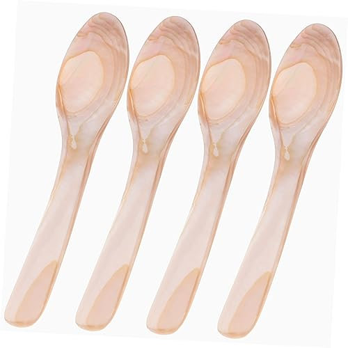 Zerodeko 4piezas Cucharas Naturales De Polarizadas Pequeñas Para Café Postres Helado Reutilizables Para Hogar y Restaurantes