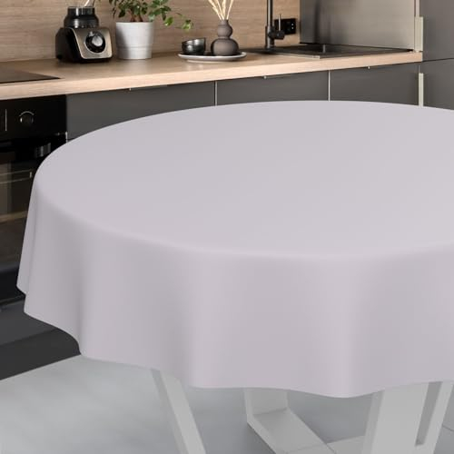 Wachstuch-Tischdecke Tischdecke abwaschbar Wachstuch Garten-Tischdecke Outdoor Indoor Rund 100cm Schnittkante Grau