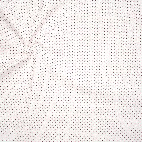 STOFFKONTOR Baumwolle Popeline Stoff Tupfen Mini - Öko-Tex Standard 100 - Meterware, Farbe Weiss-Rot - zum Nähen von Bekleidung und Dekorationen