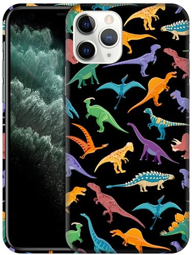 GlamCase for iPhone 11 Pro Max Case, iPhone 11 Pro Max Case - Dinosaur Multicolor Pattern Design Printed Slim & Sleek Cute Plastic Hard Protective Designer Back Case/Cover for iPhone 11 Pro Max