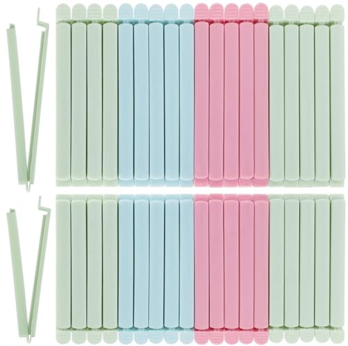 Zhtulck Bag Clips for Food Storage, 40 Pcs Food Bag Clips 2 Sizes & 4 Colours 15/12cm, Reusable for Snacks, Food, Sandwich
