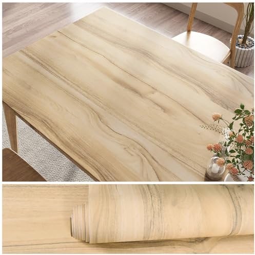 VEELIKE Klebefolie Holzoptik Helle Verwittertes Eichenholz Tapete Holzoptik Möbelfolie Holz Tapeten Schlafzimmer Holzfolie Selbstklebend Holztapete Deko Wohnzimmer Badezimmer Wasserfest 40cm×300cm